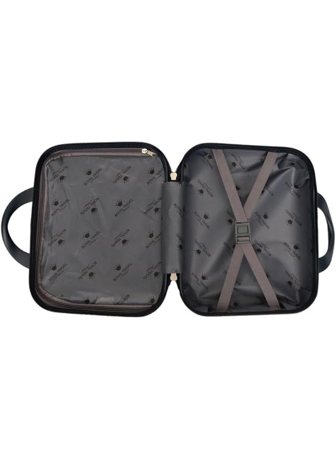 حقيبة مكياج رويال ترافل بتصميم مخطط مقاس 13.5 بوصة، حقيبة صلبة متعددة الجيوب مع حزام مطاطي، لون أزرق داكن - Image 2